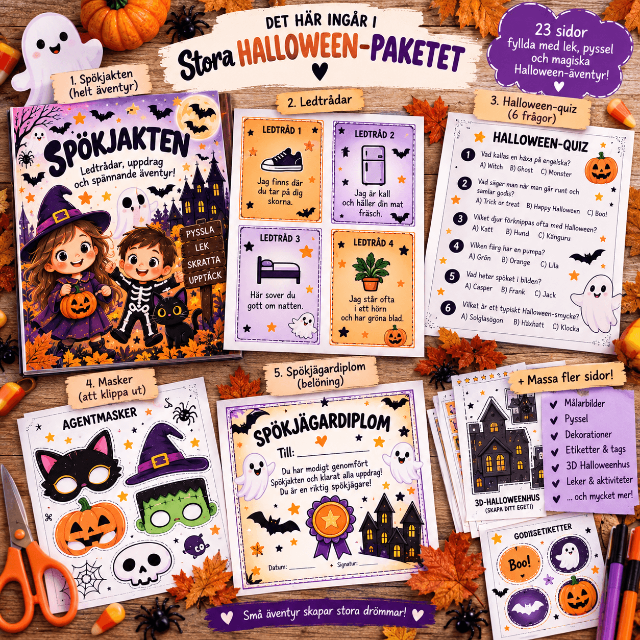 Digitalt Halloween-pysselpaket för barn