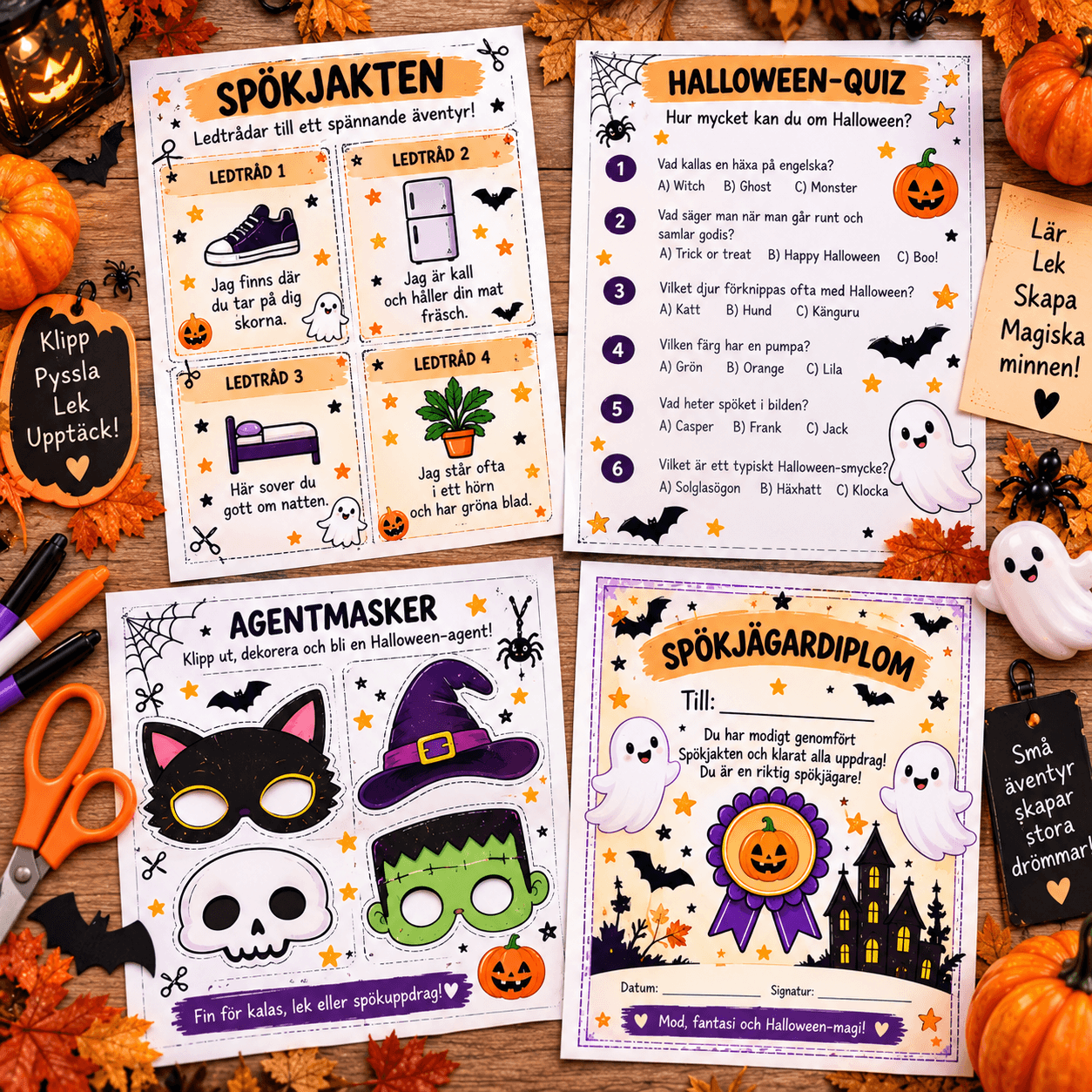 Digitalt Halloween-pysselpaket för barn