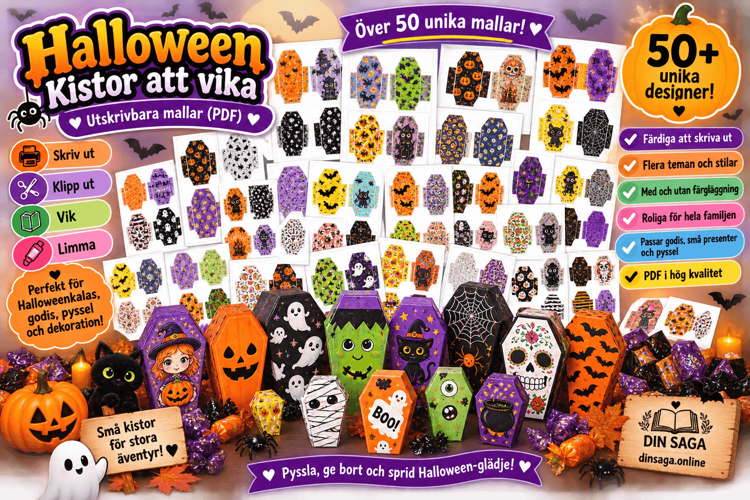 Halloween-kistor med 50 eller fler mallar