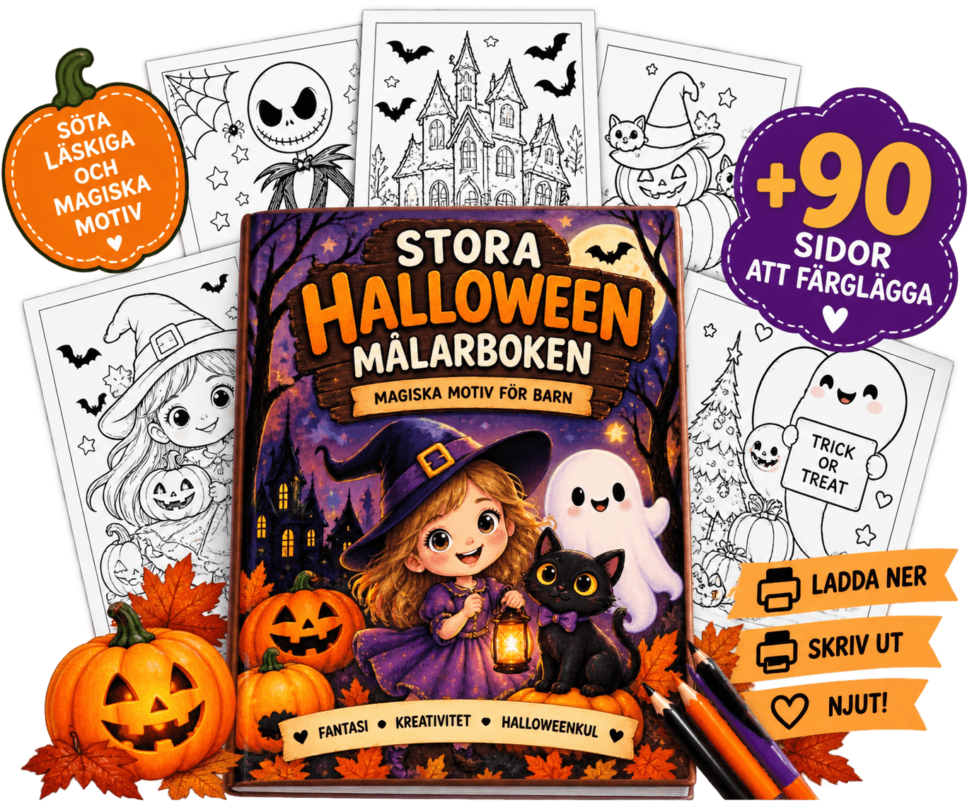 Halloween-målarbok för flicka