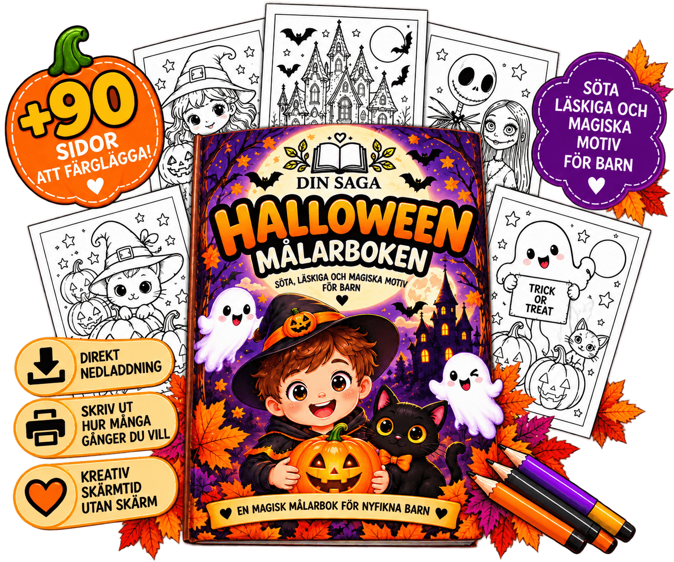 Halloween-målarbok för pojke