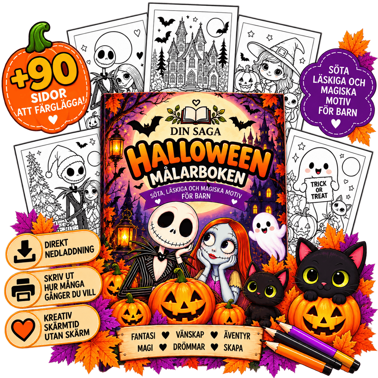 Unisex Halloween-målarbok